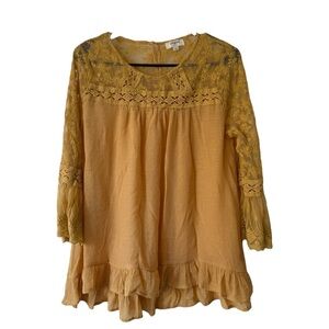 Umgee Women’s Boho Blouse Size Large Mustard Great Condition!